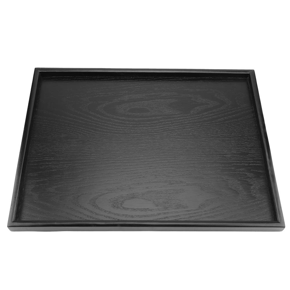 Rectangle Solid Wood Serving Tray, Portable Tea Coffee Snack Food Meals Serving Plate Dishes, Drink Water Platter for Restaurant Home Use, Black (40 * 30cm)