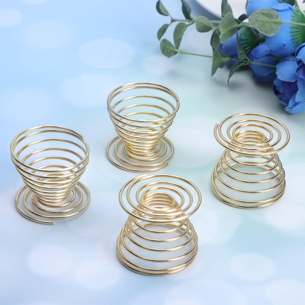 Mini Spring Wire Egg Cup Holder Golden Stainless Steel 4pcs