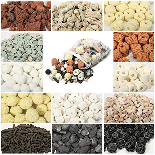 spritool 12 in 1 (1 Pack 1.1 LB) Aquarium Filter Material Ceramic Biochemical Ball Fish Tank Medium Aquarium Accessories Gift Net Bag