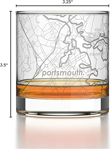 Vista 251 de Well Told Vaso grabado de Washington DC Map Rocks, vidrio de whisky antiguo (11 onzas, transparente), regalo para los amantes del whisky 147-Claro