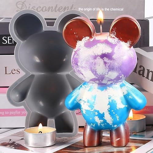 Miniatura 7 de 6 piezas de molde de silicona grande de oso de peluche 3D para chocolate, moldes de corazón de diamante rompibles, moldes de silicona para el día de