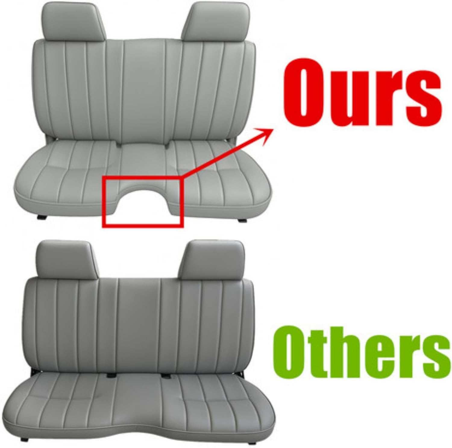 GXARTS Front Both Side Bottom and Top Lean Back Replacement Leather Bench Seat Cover Gray Compatible with Toyota Pickup Hilux 1987 1988 1989 1990 1991 1992 1993 1994