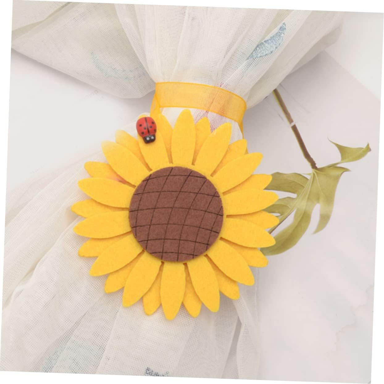 4pcs Sunflower Curtain Tiebacks Clip Decorative Binding Buckles for Drapery Elegant Floral Curtain Holdbacks for Window Treatment