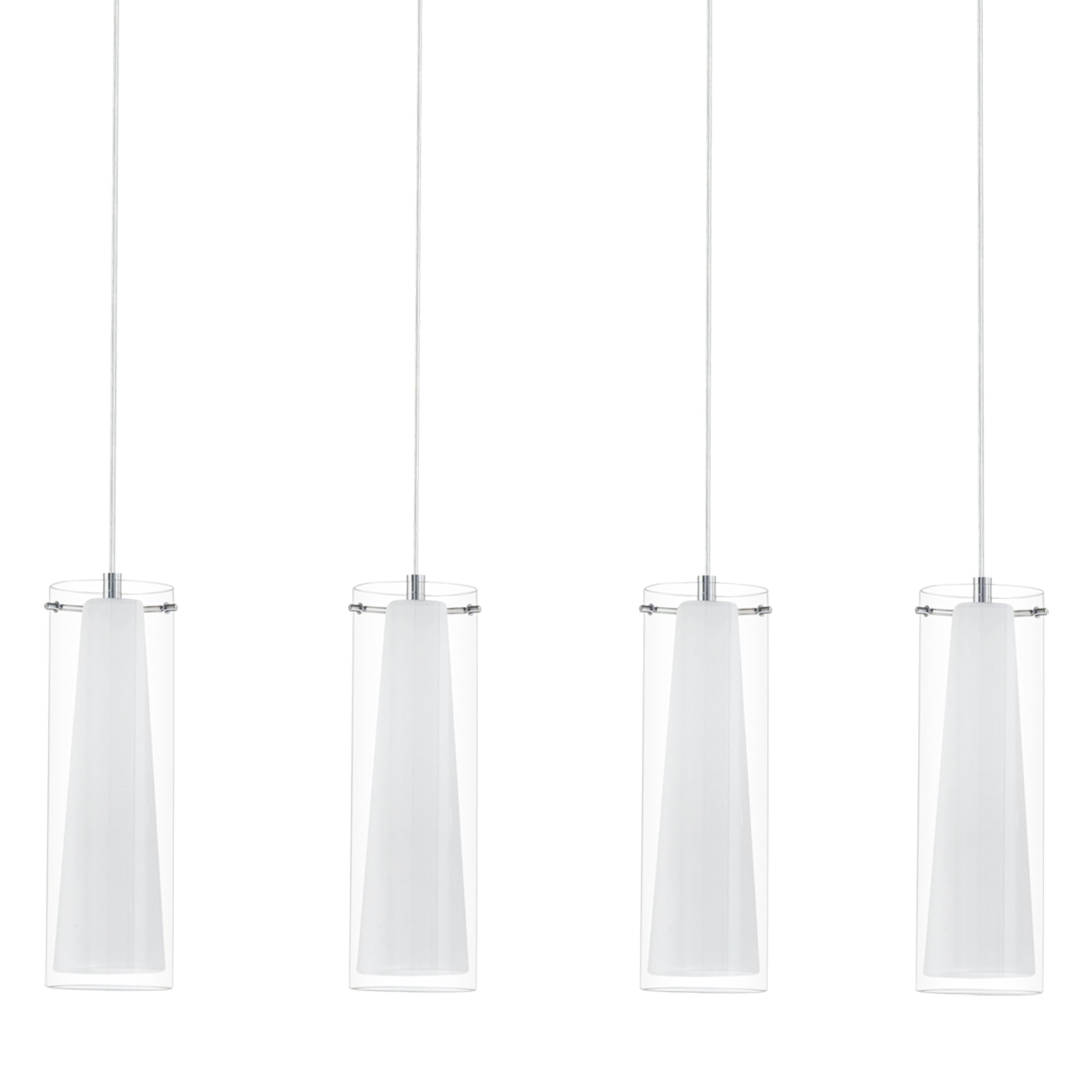 EGLO Lámpara colgante Pinto, 4 luces, material: acero, color: cromo | vidrio: transparente, opal mate, blanco, casquillo: E27