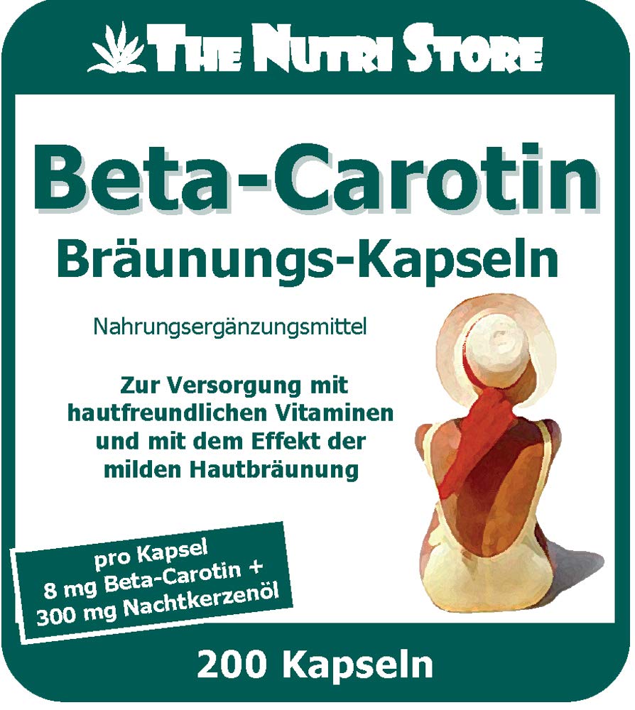Carotin Bräunungskapseln 200 Stk. - pro Kapsel 8 mg Beta-Carotin + 300 mg Nachtkerzenöl