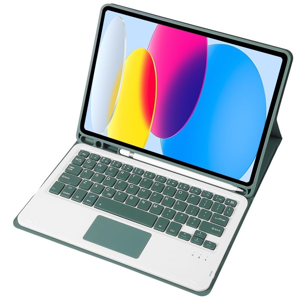 Accesorios, funda de teclado táctil desmontable con ranura para bolígrafo, funda protectora de piel Filp compatible con iPad de 10ª generación de 10.9 pulgadas (azul cielo)