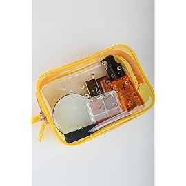 Buminee Clear Pouch Small, 6.6x2.3x4.7 Size TSA Approved Toiletry Bag, Travel Bags for Toiletries, Cosmetic Bag for Women and Men - 1 Pack Yellow