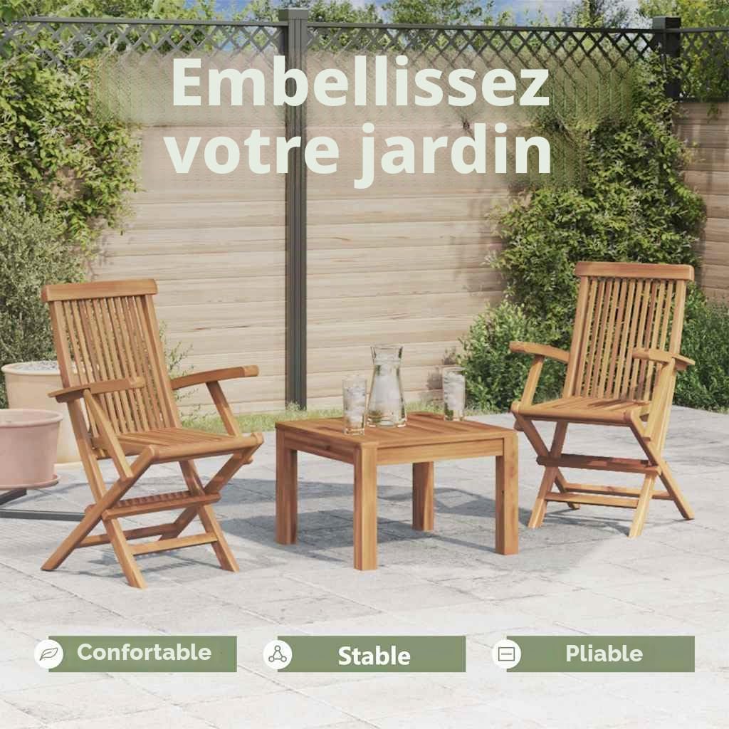 Chaises pliables de jardin lot de 2 Bois de teck solide