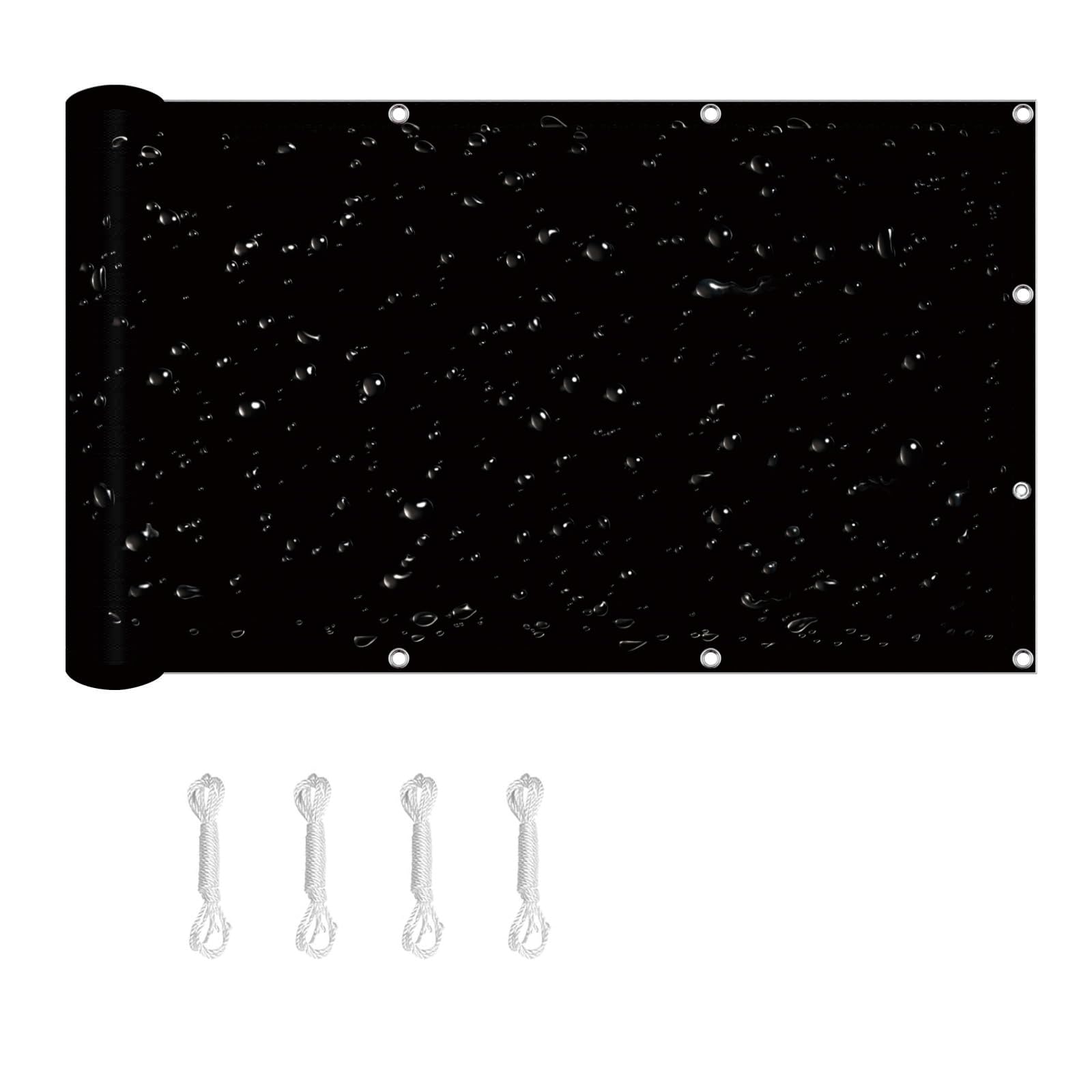 Voile d'ombrage 230 x 425 cm PES noir imperméable pour camping et jardin