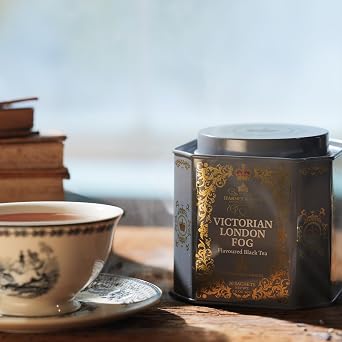 Harney & Sons Victorian London Fog Tea, 30 Sachets in Tin | Black and oolong teas with bergamot, vanilla, citrus and lavender. Contains caffeine.