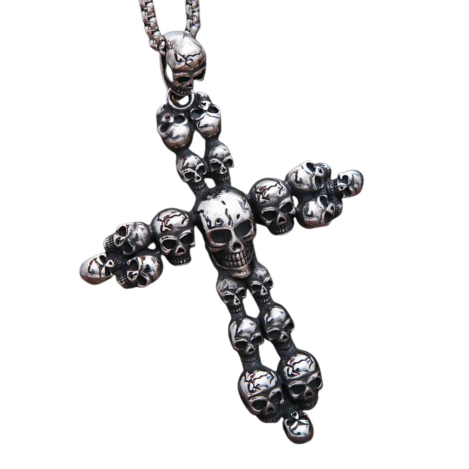 Collier homme style gothique punk pendentif tête de mort - 6
