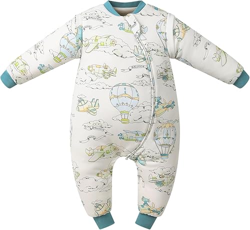 EDAUS Saco de dormir de manga larga 100% algodón termostático inteligente que se mantiene cómodo toda la noche con nuestro saco de dormir para bebé
