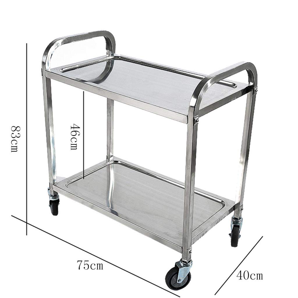 Carro de Servicio con Ruedas de Acero Inoxidable de Dos Niveles, Carro de Recogida de vajilla para restaurantes, Carro de vinos para Eventos de Hotel, Carro de Reparto - Carros de