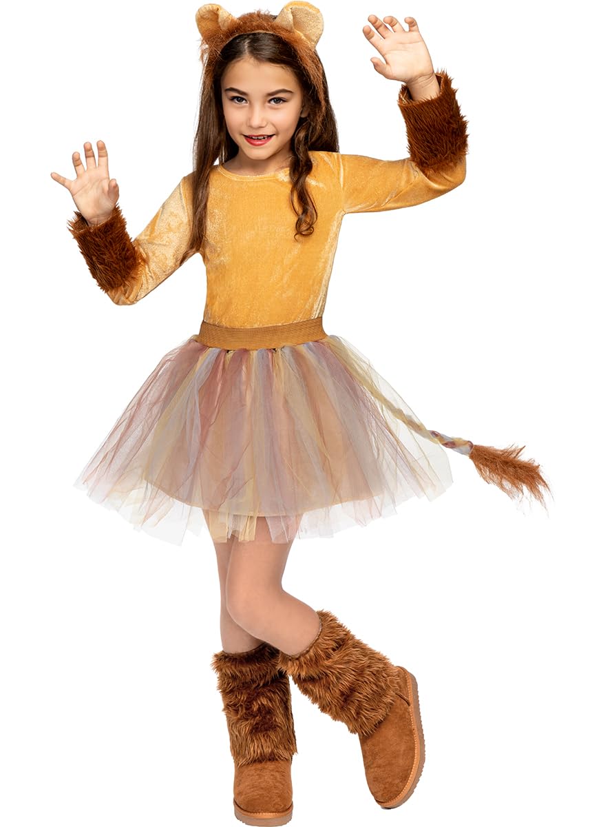 Funidelia | Disfraz de leona para niña Animales, Desierto - Disfraz para niños y divertidos accesorios para Fiestas, Carnaval y Halloween - Marrón