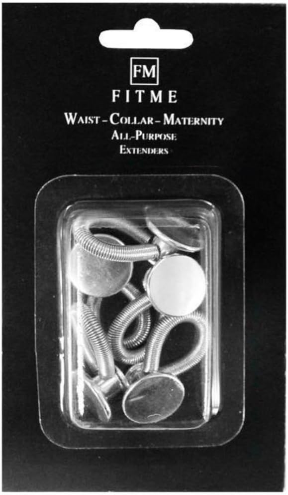 Waist Extender, Collar Extender and Maternity Extender Set - Unisex -For Pants, Shirts, Skirts, Jeans, Denim and Khakis - Adds 1/2" to 4" to Waist or Neck (5-Pack (12mm), Metallic)