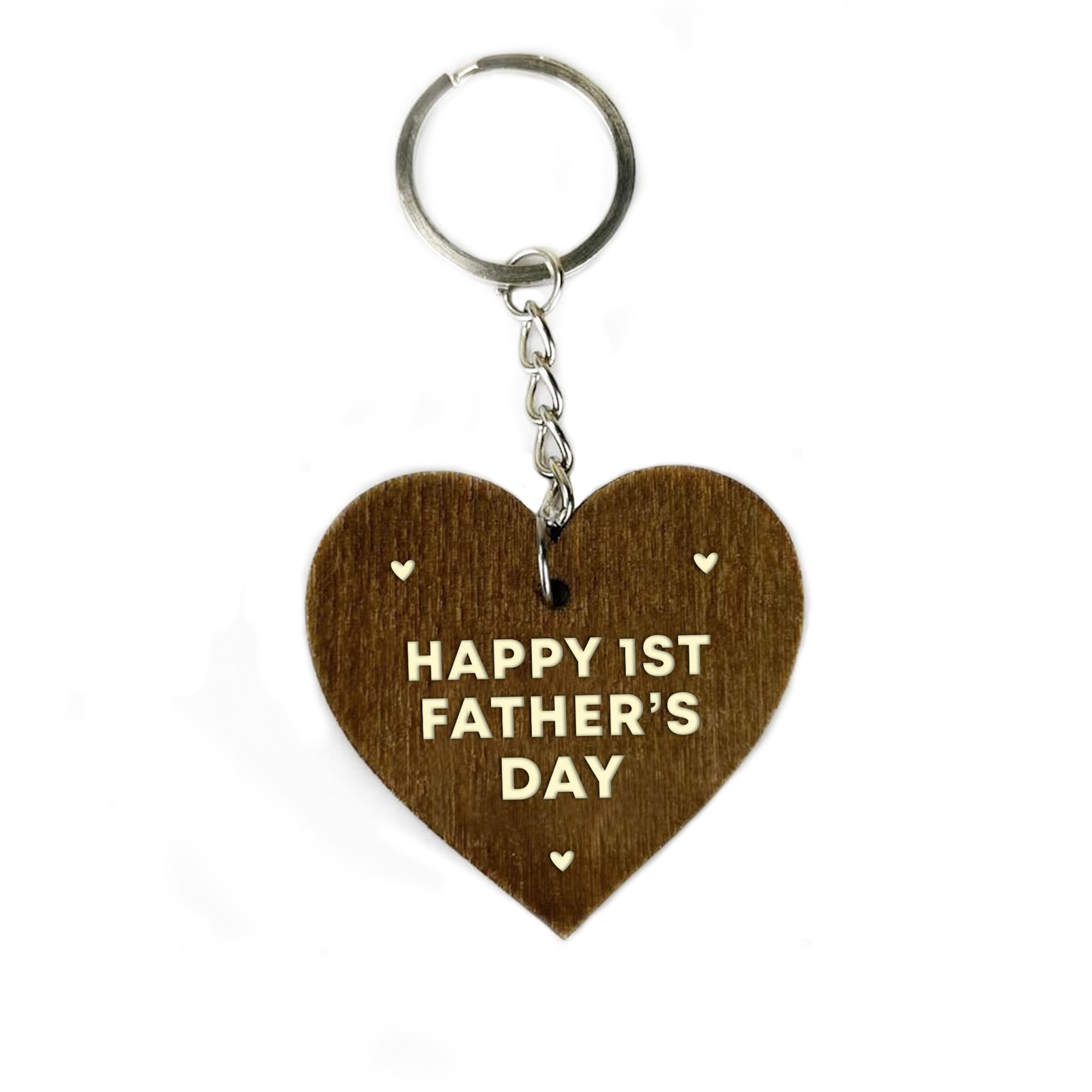 RED OCEAN First Fathers Day Engraved Heart Keyring For Him 1st Fathers Day For Dad Daddy