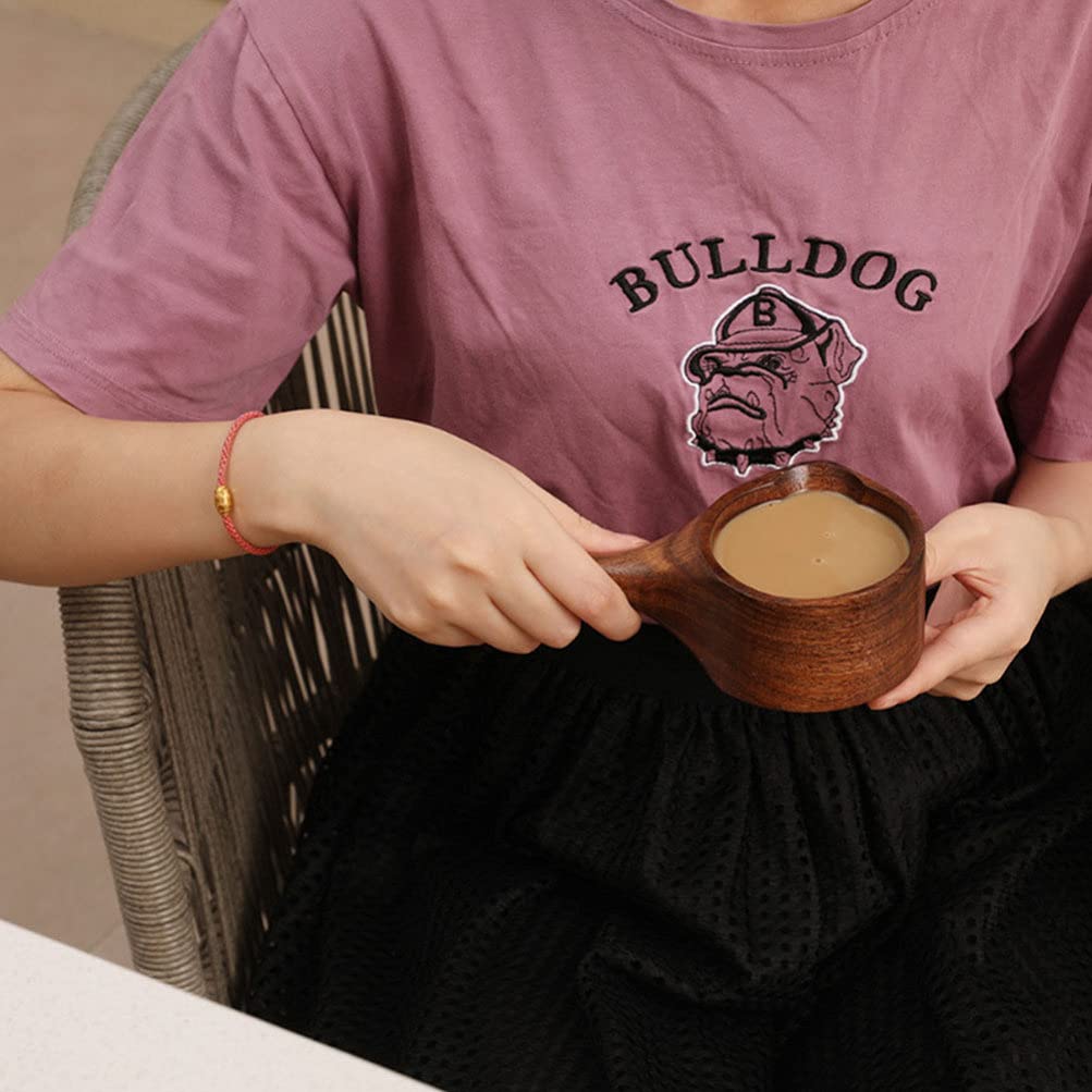 Cabilock 1pc Wooden Soup Ladle Handle Acacia Serving Spoon Kitchen Tool for Unique Grain Design for Safe Cooking and Serving