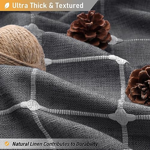 Image of BTTN 60 Inch Boho Farmhouse Linen Weighted Fabric Shower Curtain Set with 10 Plastic Hook, Narrow Bohemian Country Decorative Curtain for Bathroom - 60x72 - Charcoal Grey