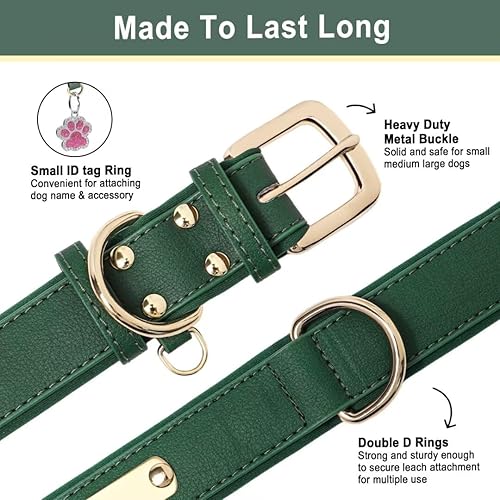 Miniatura 5 de KINYABLUE Collares personalizados para perros extragrandes, collar de cuero acolchado de neopreno suave, collar de perro personalizado con placa de