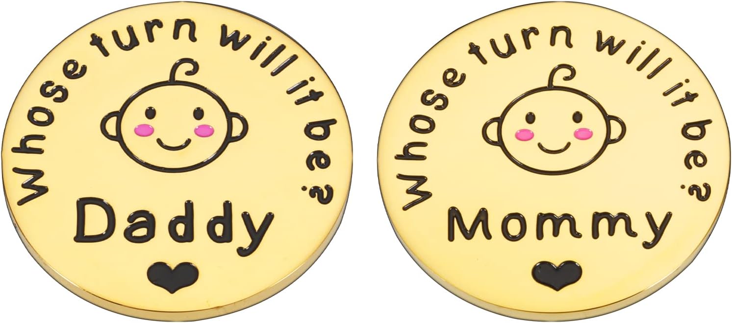 Fun New Parents Decision Coin Gifts for Mom Dad Baby Shower First Time Mommy Daddy to Be Newborn Baby Gift Pregnancy Birthday Fathers Mothers Day Christmas for Women Men Coin Present Double Sided