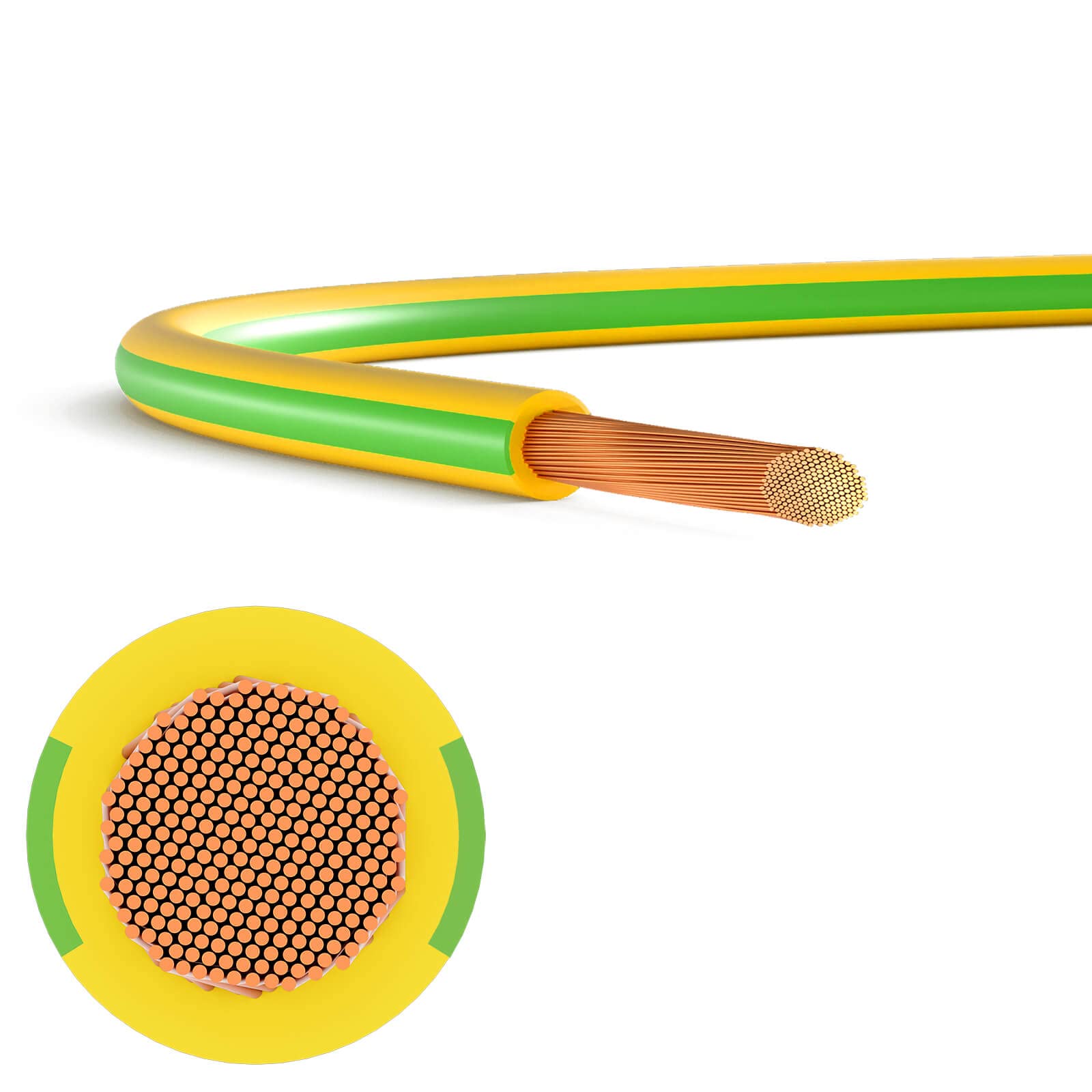 hb-digital 40m 6mm2 Cable de toma de tierra H07V-K Conductor de cobre flexible Conductor único para instalaciones fotovoltaicas Cable de energía solar Cable de PVC Cable de toma de tierra con alambre