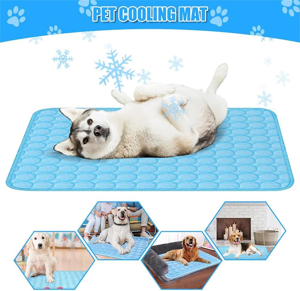 review Chillpaw - Pet Cooling Pad, 2024 New Pet Cooling Pads, Cat Dog Cooling Mat Bed, Ice Silk Self Cooling Pet Sleep Mat, Can Be Used on The Floor/Sofa/Bed (S-50 * 40cm,Blue)