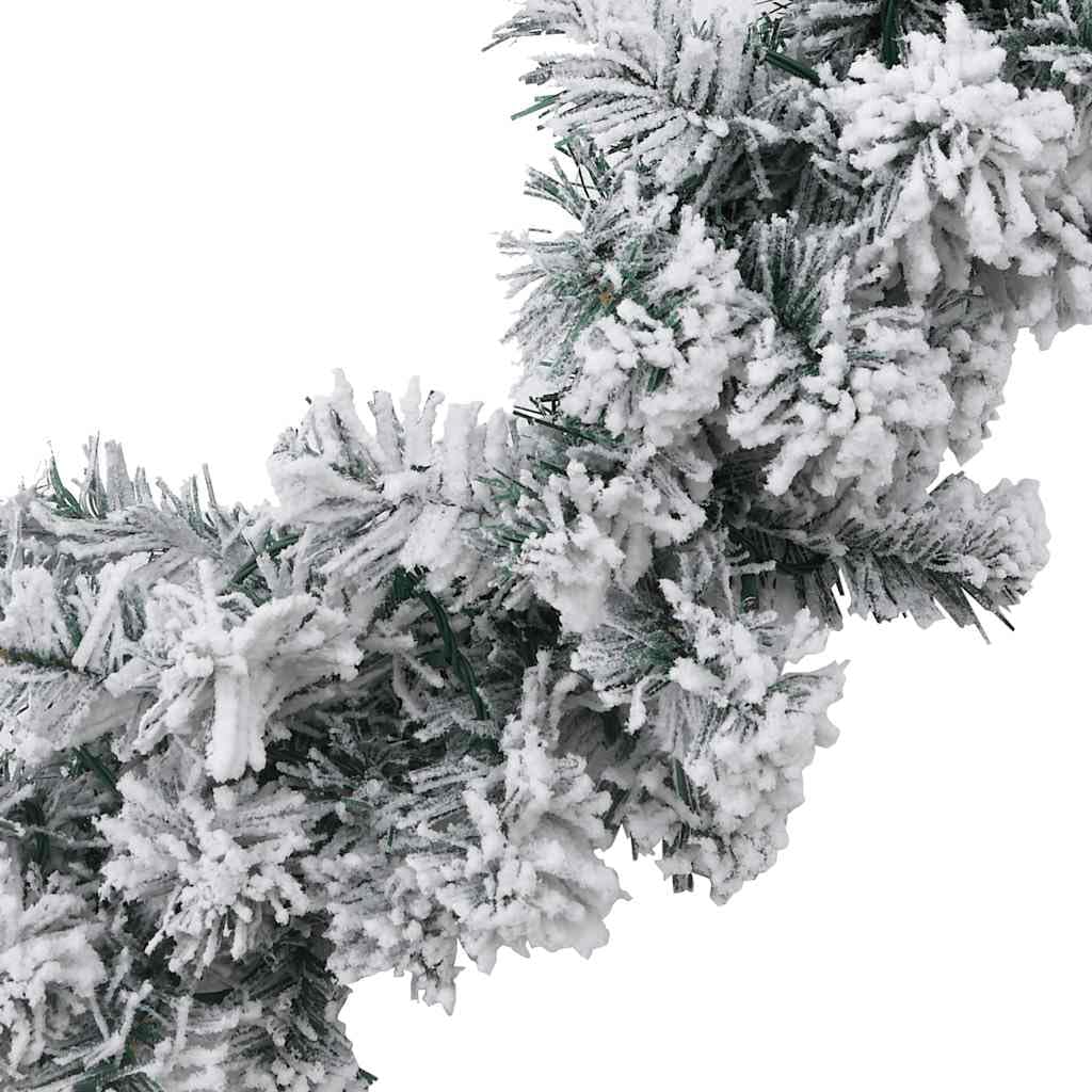 Guirnalda de Navidad verde con 150 luces LED de 10 m PVC con nieve flocada, 8 efectos de luz, puerto USB, resistente a la intemperie, para interiores y exteriores cubiertos
