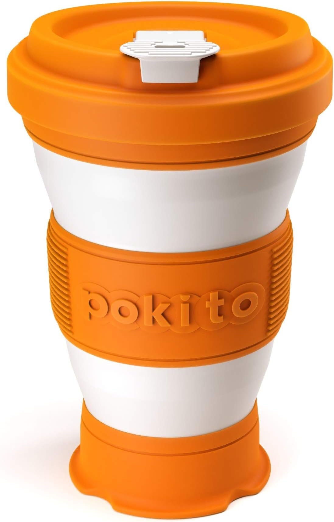 Pop Up/Collapsible/Reusable/Eco-Friendly/Folding 3-Sizes-in-1 Travel Cup/Mug with Leak-Proof Lid for Hot and Cold Drinks (Fits in Pocket or Bag; Great Gift for Coffee or Tea Lovers), Pumpkin