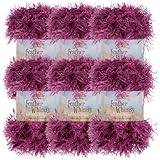 JubileeYarn Feather Whimsy Eyelash Yarn - 50g/Skein Fine Polyester Fur - Plum - 6 Skeins