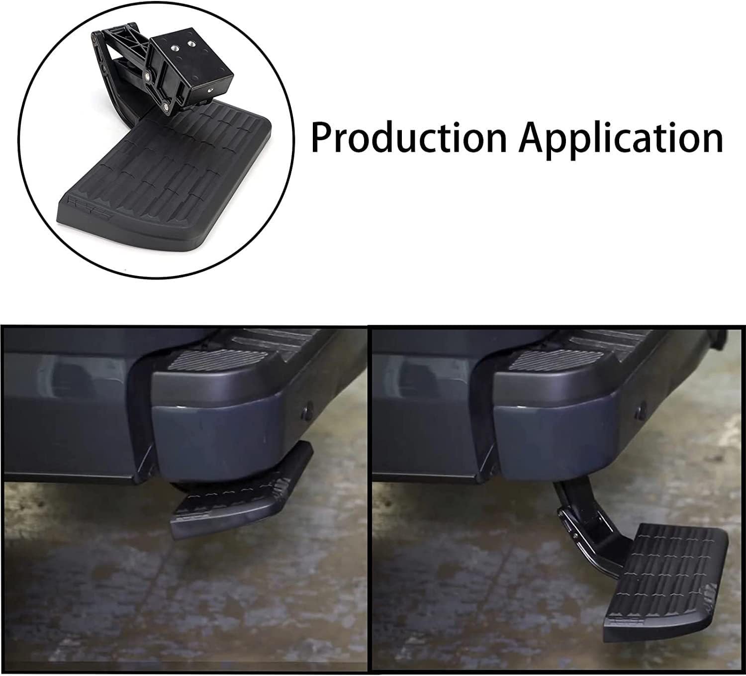 Retractable Rear Bumper Side Step Compatible with Ford F-150 2015–2020, Truck Bed Access Step with Mounting Hardware, Black