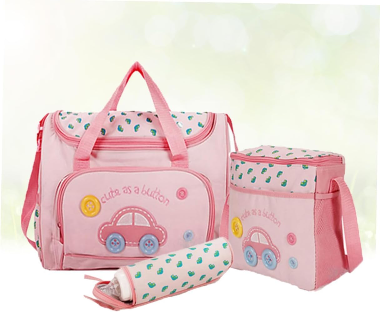 Multi-function Diaper Bag Set Large Capacity Tote with Changing Pad Bag and Feeding Bottle for Parents The