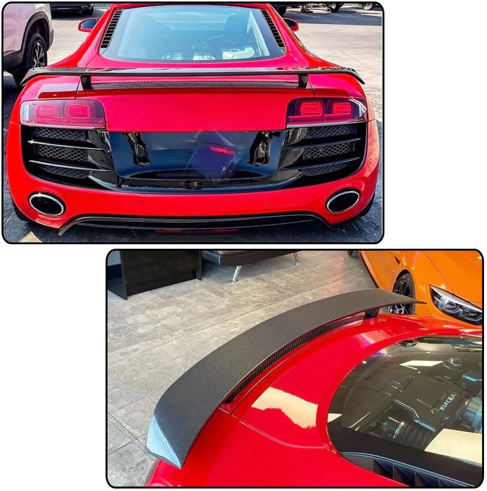 MCARCAR KIT Carbon Fiber Rear Trunk Spoiler Compatible with Audi R8 V8 V10 GT Spyder Coupe Convertible 2007-2015 CF Rear Boot Lid Highkick Spoiler Wing Lip