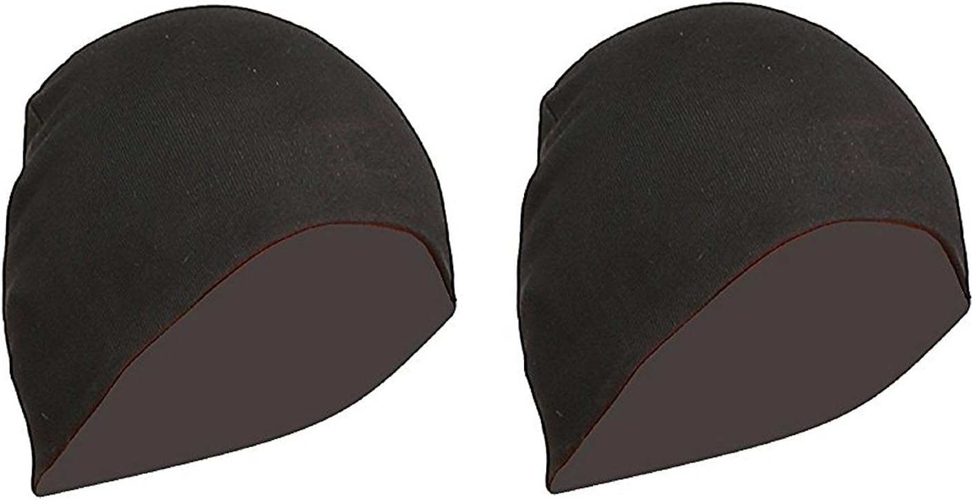 Gajraj Unisex Cotton Helmet Caps - Pack of 2 (Black & Black)