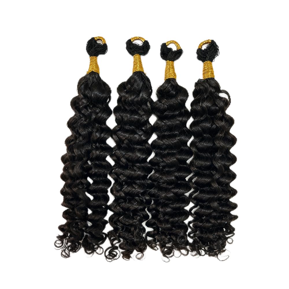 Spanish Curl Crochet Human Hair For Braiding Beginners-Friendly Feathered Curly Hair Reusable Easy to Install Natural Color 18 Inch 100g (120 Strands)