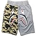 Shark Pattern Camouflage Stitching Shorts Men Drawstring Black Sports Shorts Grey Large