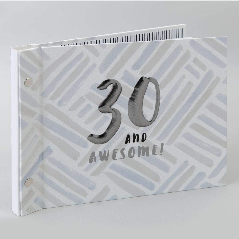 Luxe Birthday Guest Book With Photo Album by Hotchpotch - Grey 30th, Grey,silver, Medium