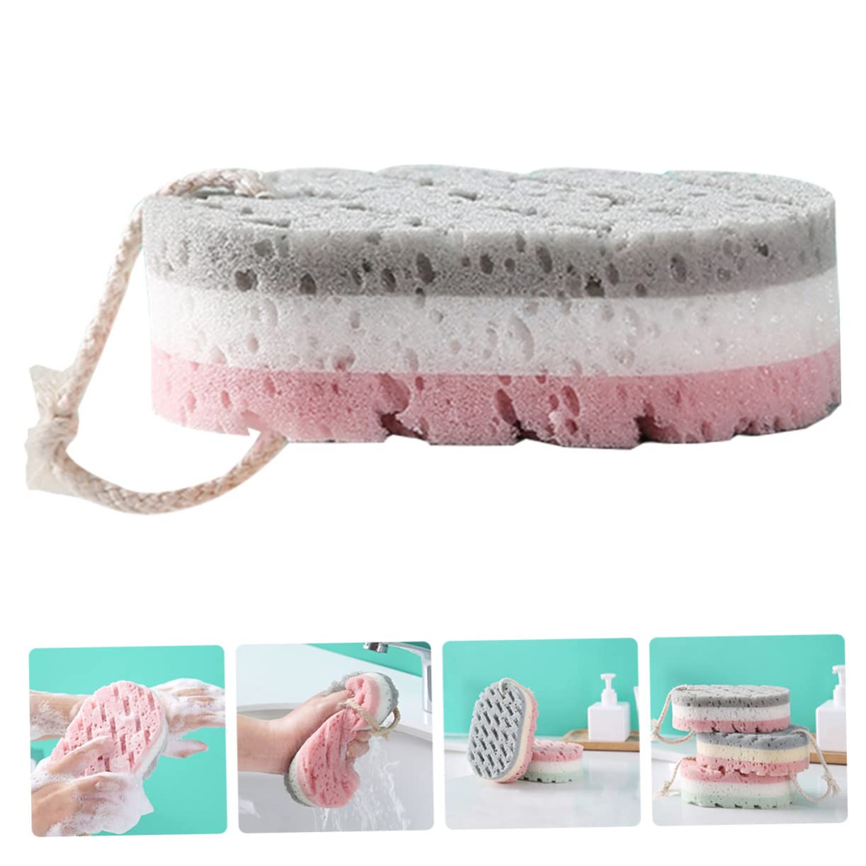 Alipis 16piezas Esponjas Exfoliantes De Ducha Esponjas Reutilizables Para Cuerpo y Efectivas Para Hombres y Mujeres Absorbentes De Jabón Diseño Práctico Para Almacenamiento y Secado