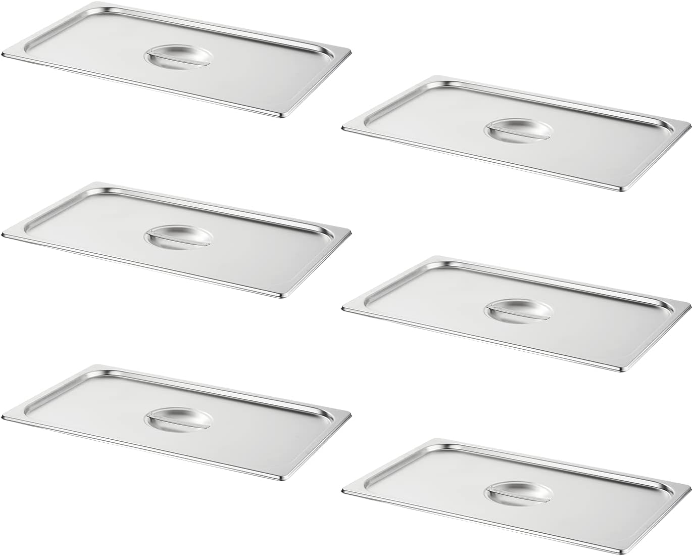 HECMAC 6-Pack Full Size Hotel Pan Cover, Stainless Steel Lid with Handle