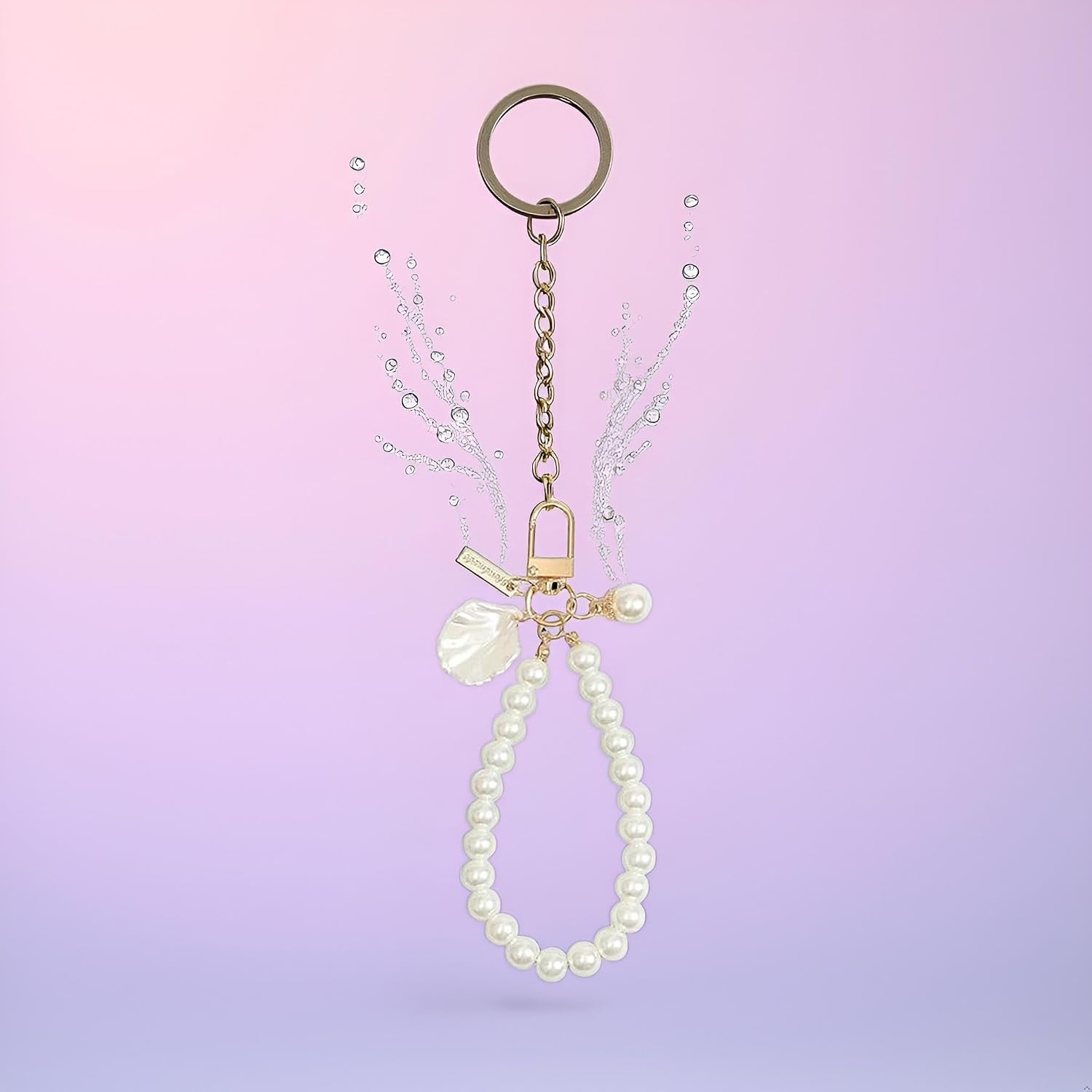 1Pc Pearl Keychain Phone Chain Pendant Shell Pearl Bag Keyring Hanging Ornament Car Key-Holder Charm Decor Accessories