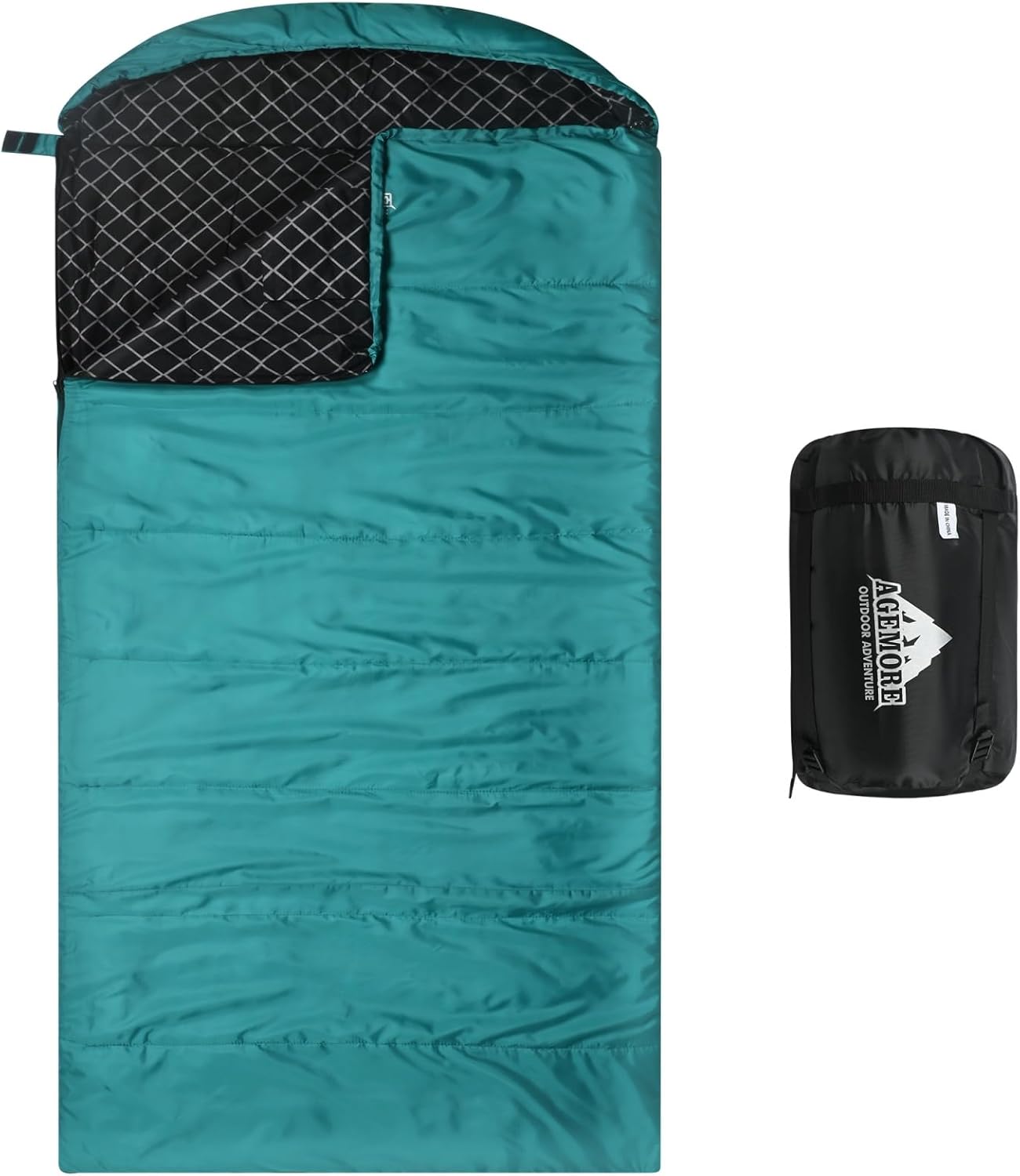 AGEMORE Cotton Flannel Sleeping Bag for Adults, Lightweight XXL Cotton Sleeping Bag for Camping Backpacking or Hiking, Water Resistant 3-4 Season Sleeping bag for Warm & Cool Weather