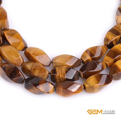 Miniatura 4 de GEM-Inside - Cuentas sueltas de ojo de tigre genuino natural, 0.315 x 0.630 in, cuentas de energía para fabricación de joyas, 15 pulgadas