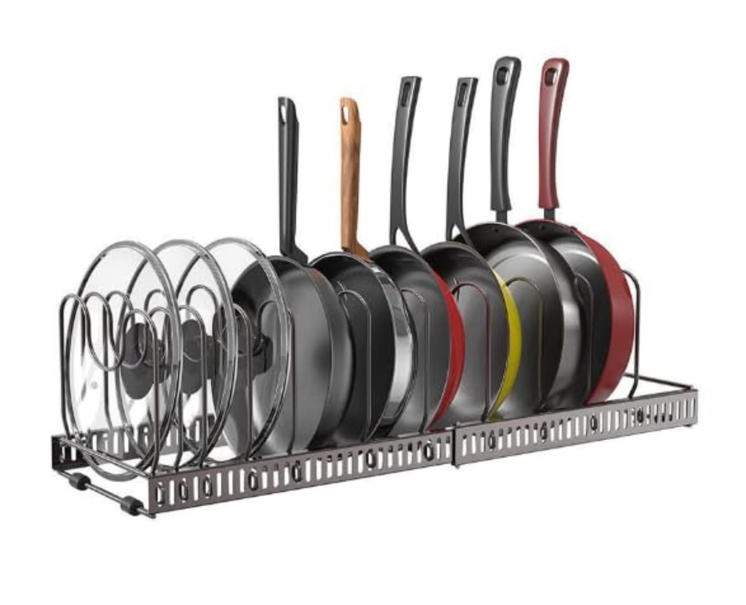 Gelimy Black 3 Adjustable Pot And Pan Organizer Rack For Cabinet, 10-Tier Expandable Kitchen Storage, Heavy Duty Pan Rack For Pots, Lids, Bakeware & Cutting Boards – Space Saving Cookware Organizer