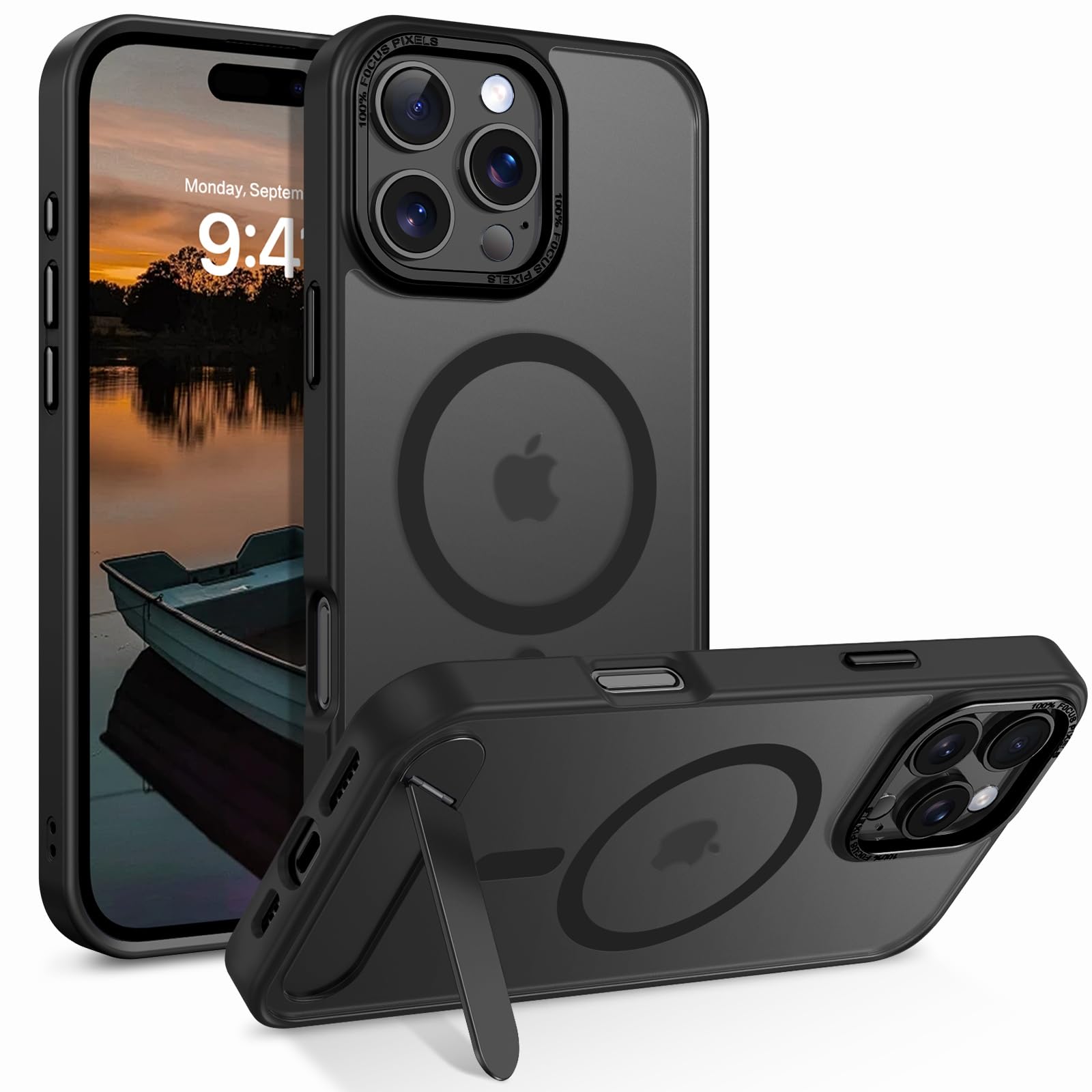 Coque iPhone 16 Pro Max aimantée compatible MagSafe avec bague de support antichoc - 8
