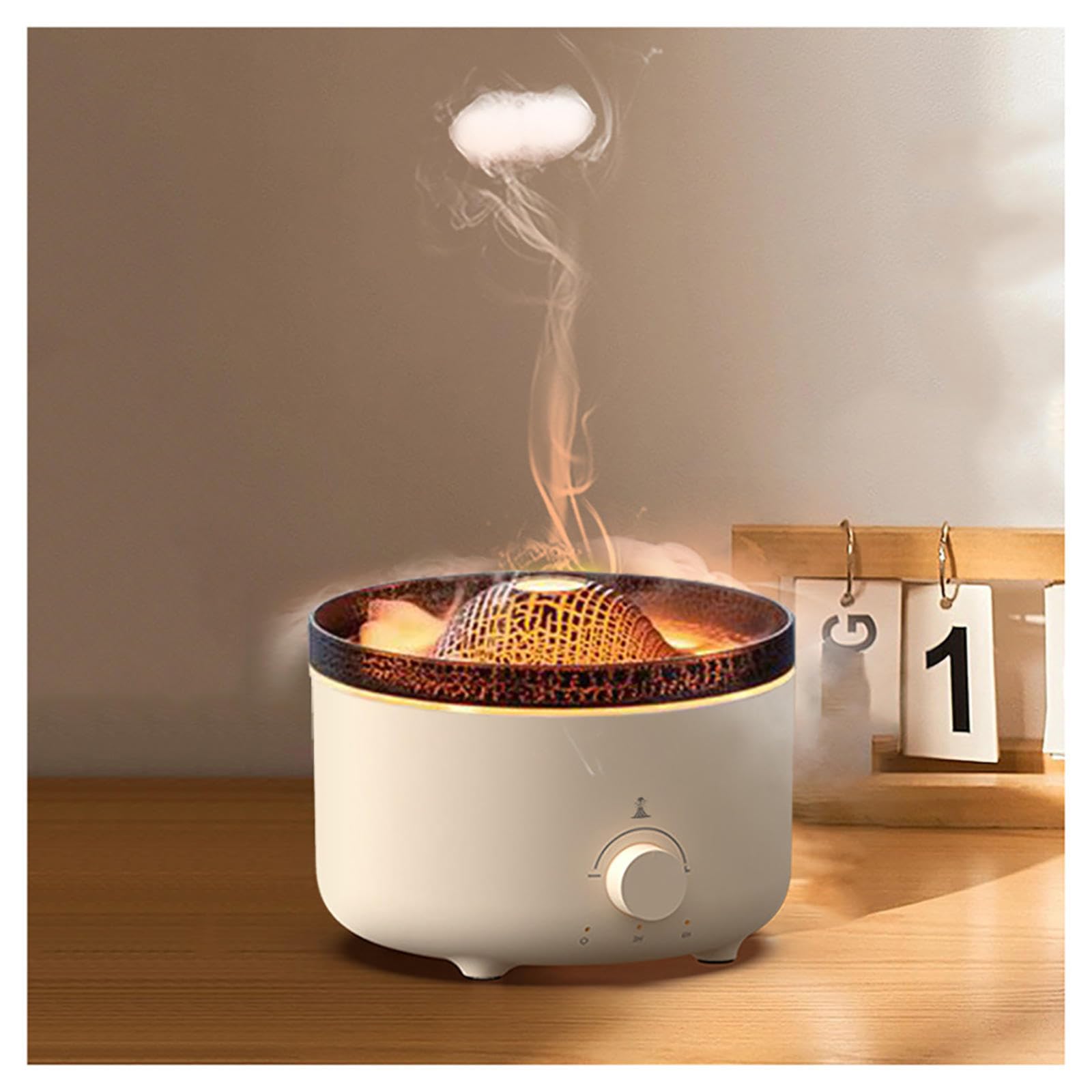 Humificador De Aromas Volcán, Aroma Disfuser 2 Colores con Efecto Llama,Control Remoto, Difusor Ultrasonico para Dormitorio,Oficina,SPA,Yoga,C