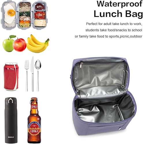 Miniatura 4 de NOL Natural Organic Lifestyle - Loncheras aisladas para mujer, bolsa enfriadora, ligera, de nailon, impermeable, para el trabajo (morado claro, M