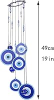 Vista 2 de YU FENG Carillón de viento con ojo maligno azul para exteriores, adorno colgante de 19" de metal, campanillas de viento para jardín al aire libre