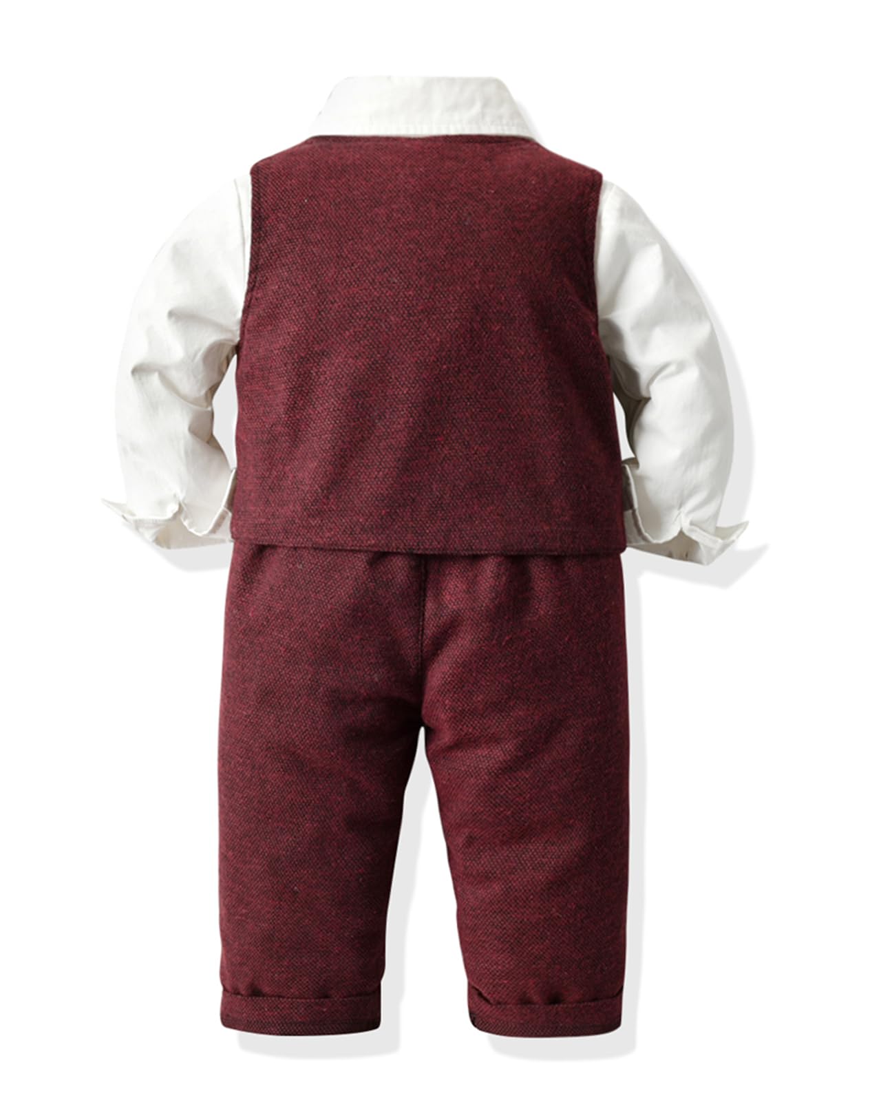 Conjunto de Traje de Caballero para Bebés Niños, 4 Piezas Camisa + Pantalón + Chaleco + Pajarita Traje de Bautizo Fiesta Boda Ceremonia