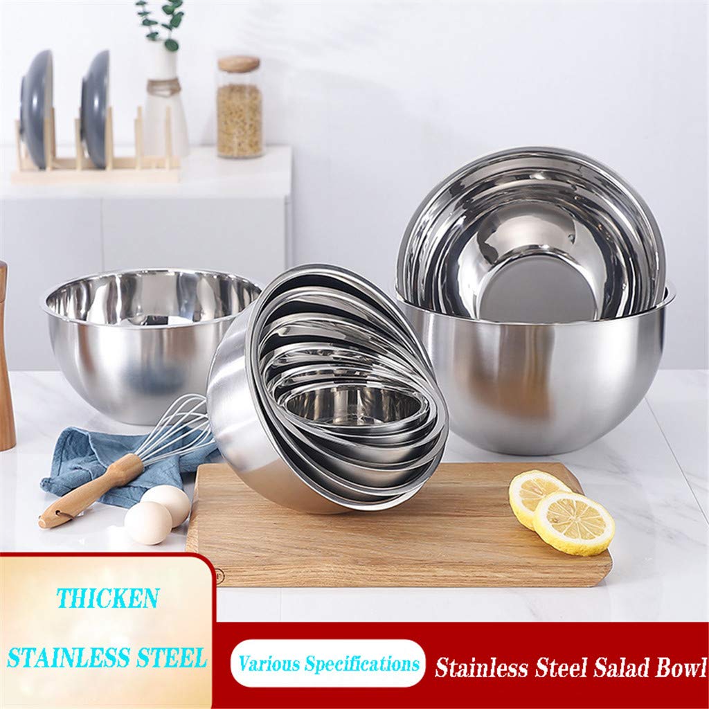 Juego de 5 ensaladeras de Acero Inoxidable - Cuencos encajables de Metal para Cocina para Mezclar, batir y almacenar Alimentos (tamaño 18~26 CM) - Sin Tapa-