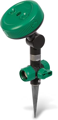 Gilmour Rociador de puntos ajustable con base de pico, cabezal de aspersor giratorio de múltiples patrones para una cobertura específica en macizos