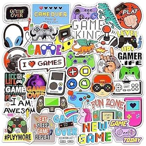 DETICKERS Gaming Stickers for Boys Kids Video Game Water Bottles 50 PCS Waterproof Vinyl Gifts for Boys Stickers